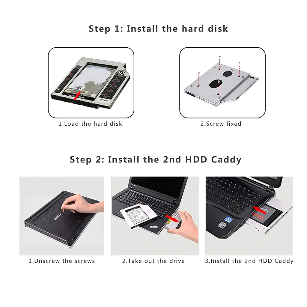 HDD Caddy Tipis (Slim) 9.5mm Sata To Sata III / Dvd Slot To Hdd Slot