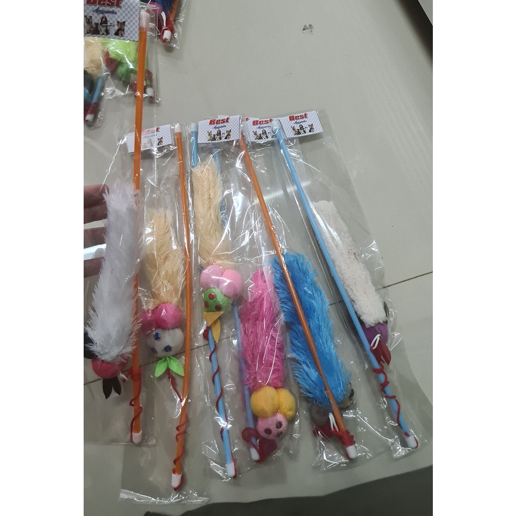 Mainan Kucing  Tongkat Stick dengan Bola / boneka