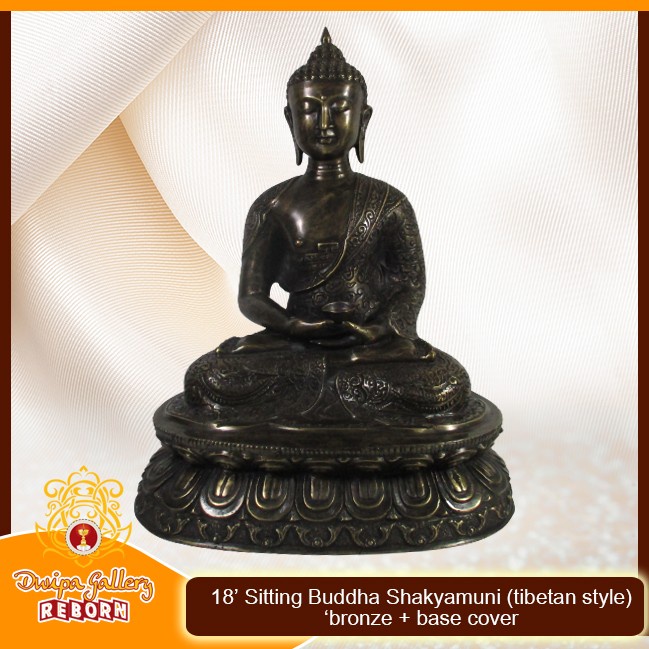 18&quot; Sitting Buddha Shakyamuni (Tibetan style) 'bronze' + base cover