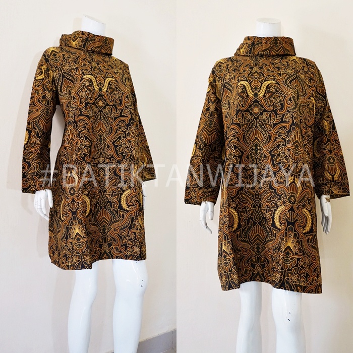 Dress Kerja Wanita Kantor Motif Batik Pisang Bali Jogja Bahan Katun Sogan Jogja Allsize Bisa Untuk S