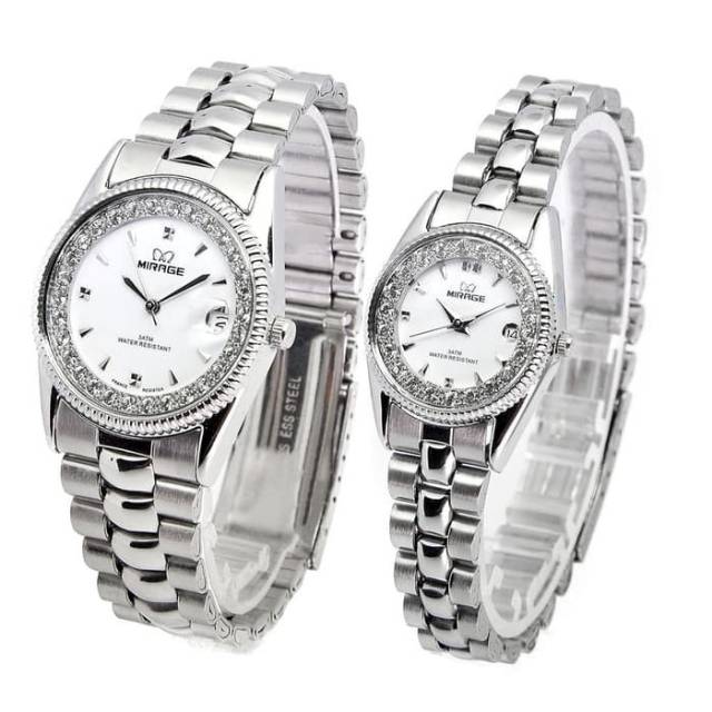 Jam Tangan Mirage couple Permata Silver Original