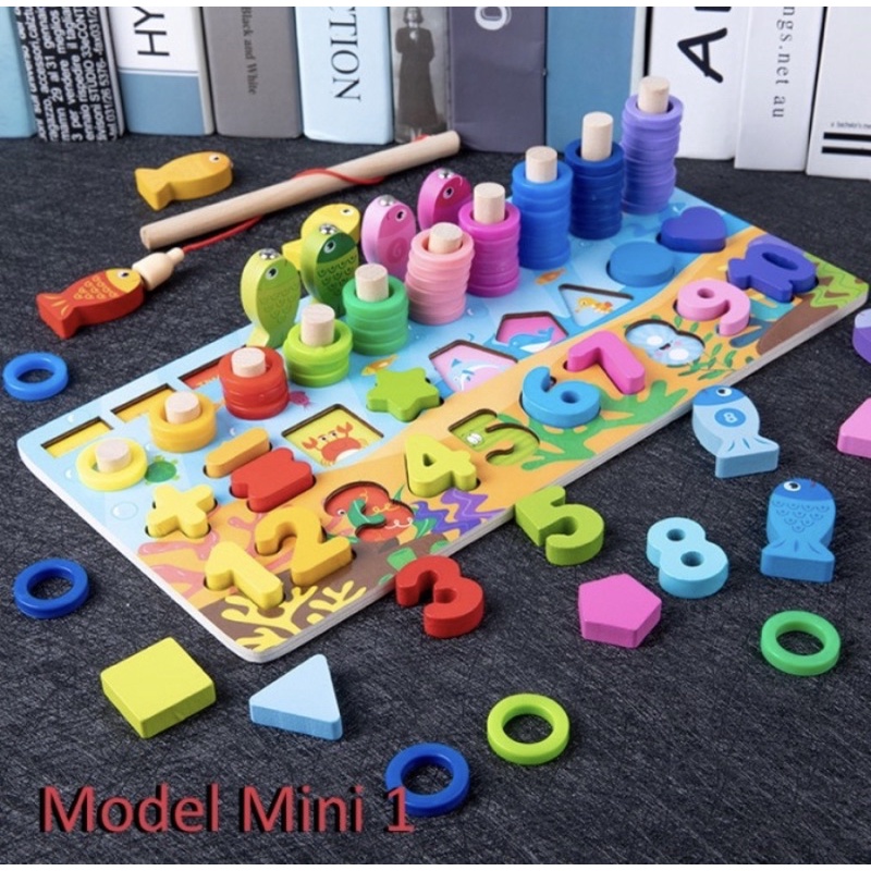 Mainan Montessori Puzzle - Papan Puzzle Pancing Angka Anak Mini