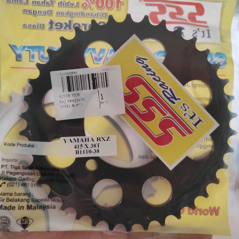 Gear Belakang SSS 415 28 30 31 32 33 34 35 36 37 38 39 40 41 RXZ RXKing Jupiter Vega MX FIZR-SSS(Black) 415-38