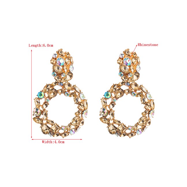 LRC Anting Tusuk Fashion White Rhinestone Earrings D55180