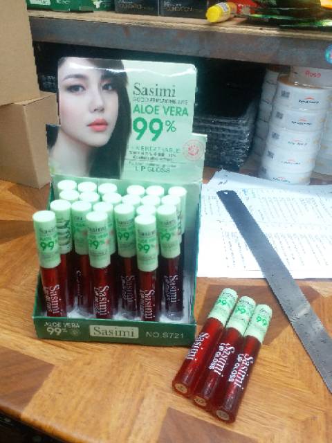 LIP TINT SASIMI ALOEVERA / LIPGLOS SASIMI 3.pcs