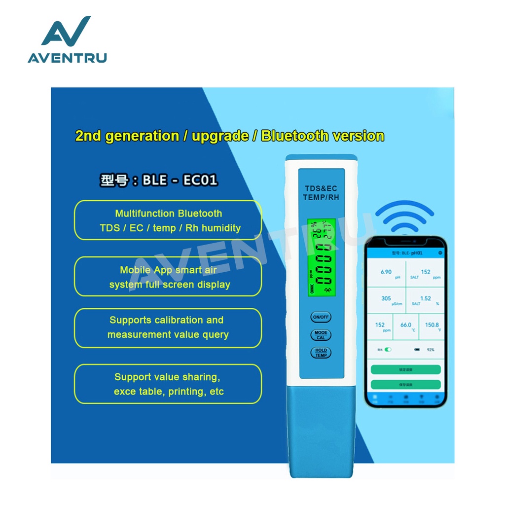 Smart Digital 4in1 RH TDS EC Temperature Humidity Meter EC01 Tester