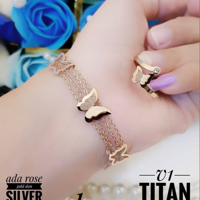 Titanium gelang dan cincin 2814g