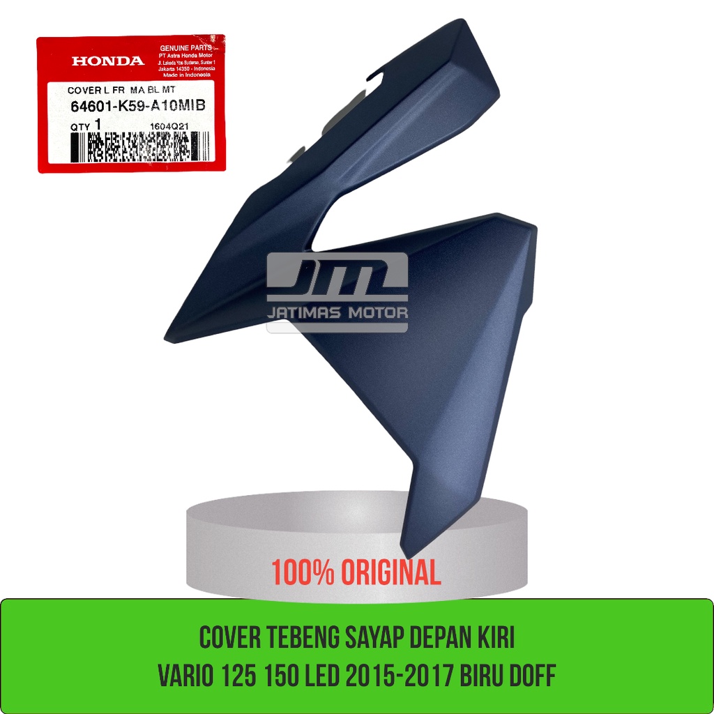 Cover tebeng sayap depan kiri vario 125 150 LED 2015-2017 biru doff 64601-K59-A10MIB