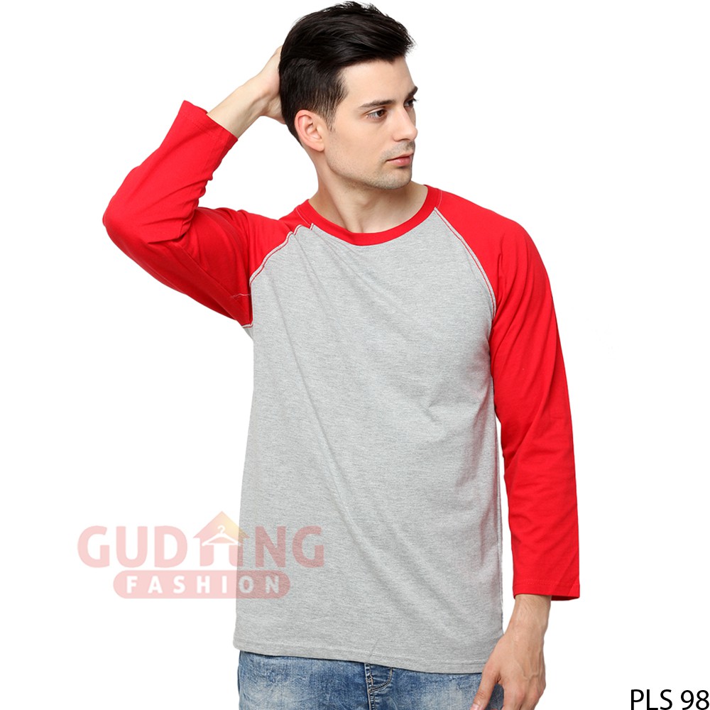 T Shirt Dua Warna Lengan Panjang Pria - PLS 99