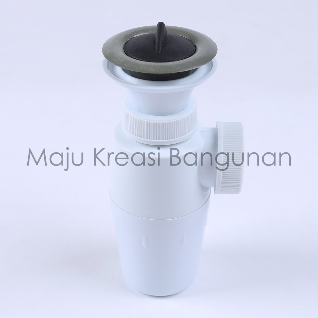 Sifon botol PVC pembuangan wastafel warna putih Ukuran drat 1 1/4 inch Kuat dan tebal