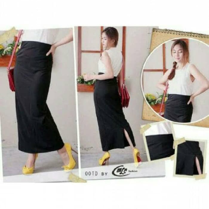 Rok Span Panjang, Rok Span Hitam, Rok Kerja, Skirt