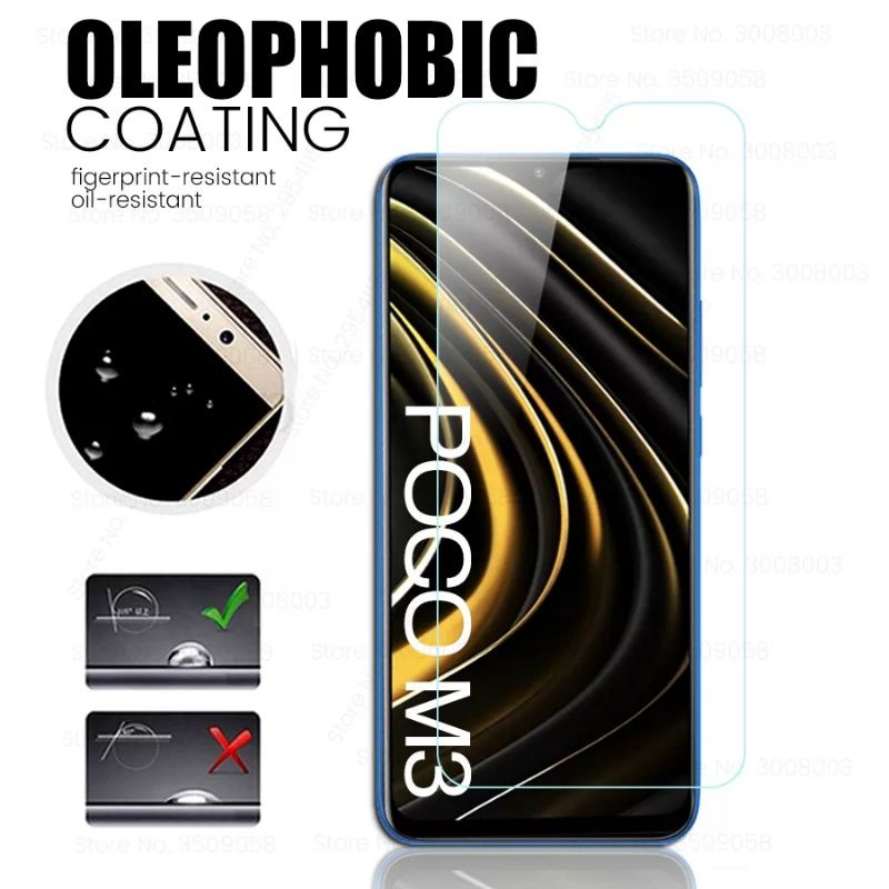 TEMPERGLASS CLEAR XIAOMI POCO M3 SCREEN GUARD PROTECTOR LAYAR HANDPHONE BEST QUALITY TEMPERED GLASS