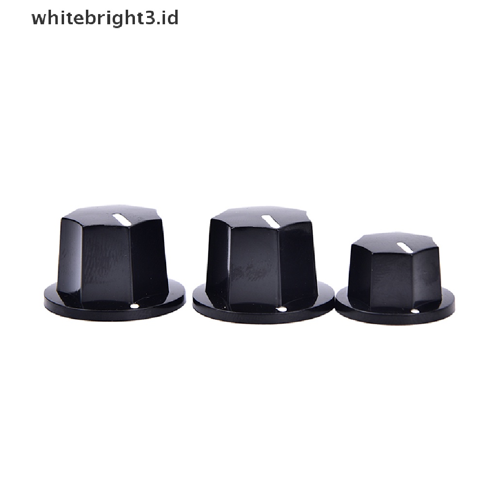 (whitebright3.id) 3pcs Knob Kontrol volume Bahan Plastik Warna Hitam Gaya vintage Untuk Gitar jazz / bass