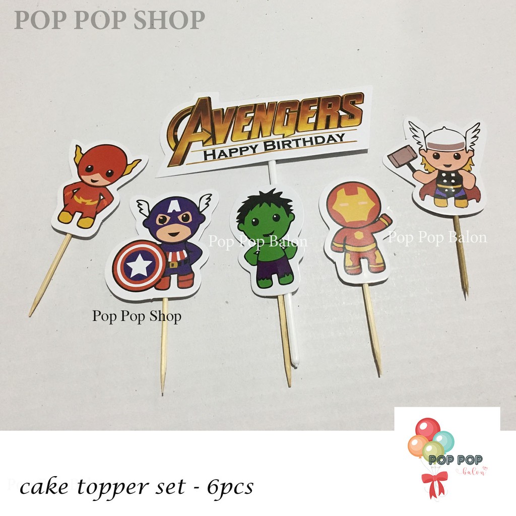 Cake Topper Avengers / Topper Kue Karakter Super Hero Cupcake SET