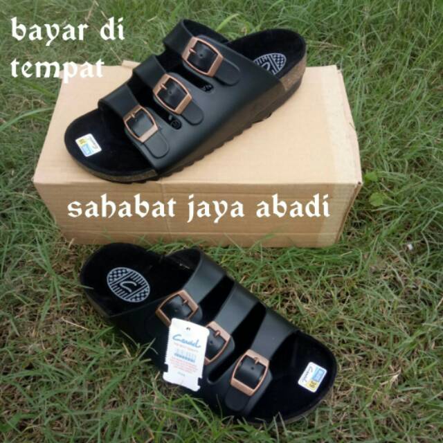 Sandal santai Ban3 hitam selop canviel gesper