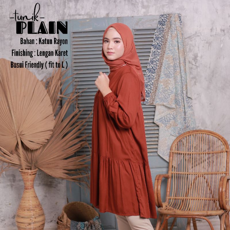 TERLARISS!!! [BISA COD] TUNIK DEWASA POLOS/TUNIK WANITA_TUNIK PLAIN KATUN RAYON PREMIUM_BEST SELLER