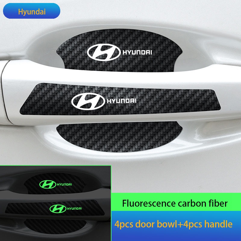 8pcs Stiker Pelindung Handle Pintu Bahan Carbon Fiber Untuk Hyundai I10 Kona Getz Accent Elantra Sonata Tucson I30 Santafe ix35 I20 I10