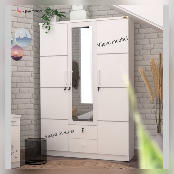 Lemari pakaian 3 pintu  Minimalis Termurah white  series 