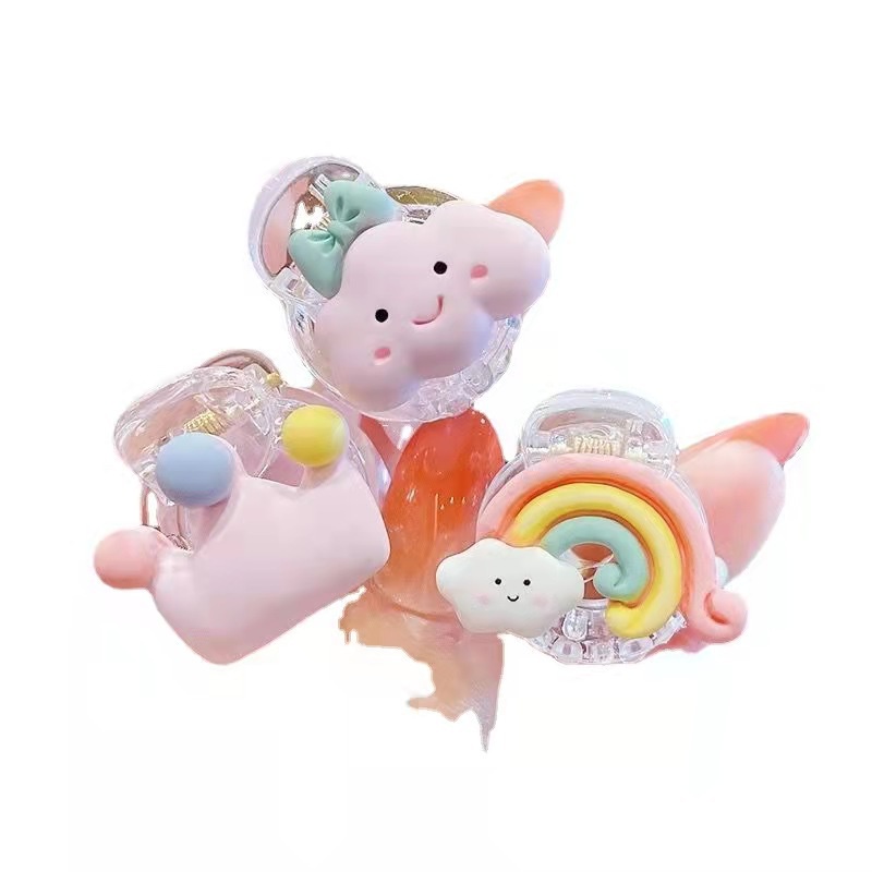 Jepit Rambut Bahan Akrilik Motif Kartun Awan Pelangi Untuk Anak Perempuan