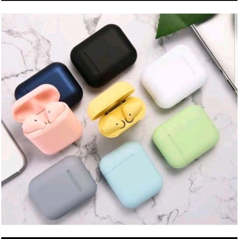 I 12 MACARON HEASET EARPHONE BLUETOOTH WIRELES ORIGINAL INPODS