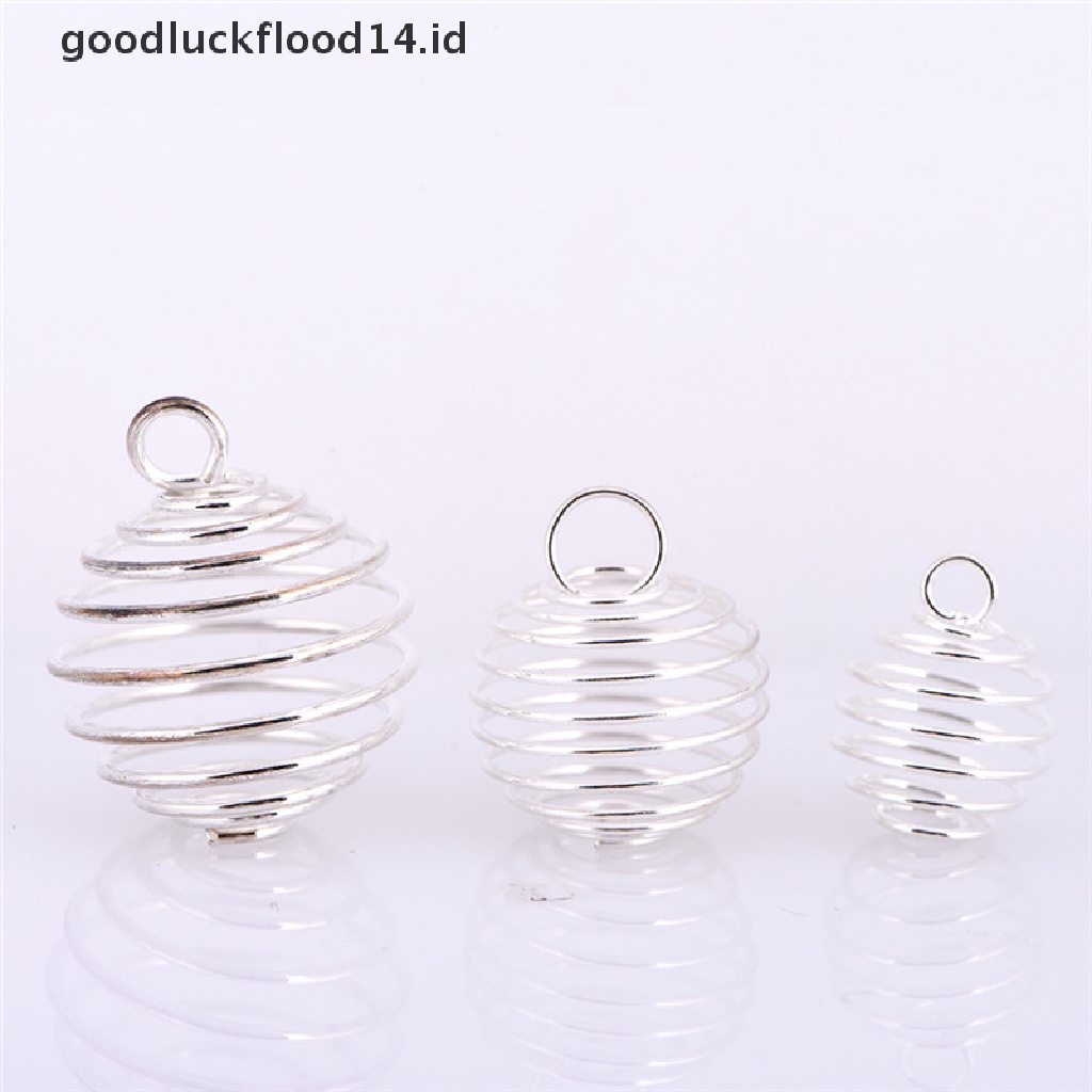 [OOID] 30PCS/Set Spiral Bead Cages Pendants Silver Plated Craft Jewelry Making DIY Gift ID