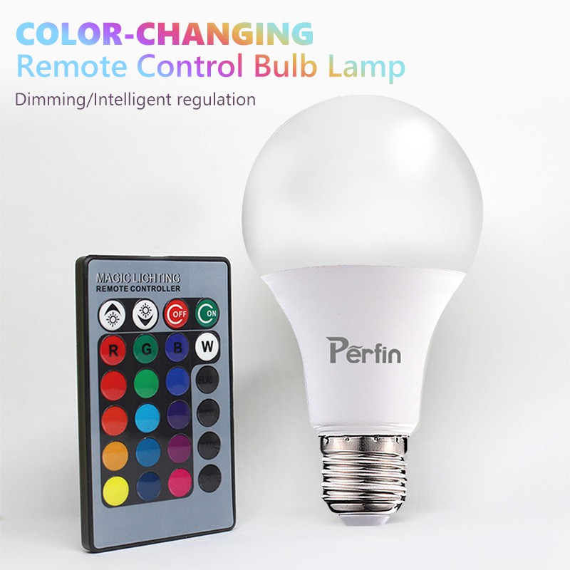 Perfin PFLG02 Lampu Bohlam RGB LED 10Watt Lampu LED Dengan Remote Control