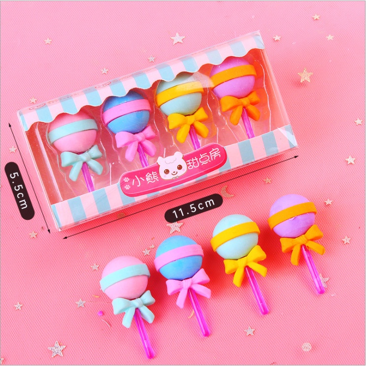 PAOPAO Penghapus Pensil Cute Character 1 set Isi 4 pcs import