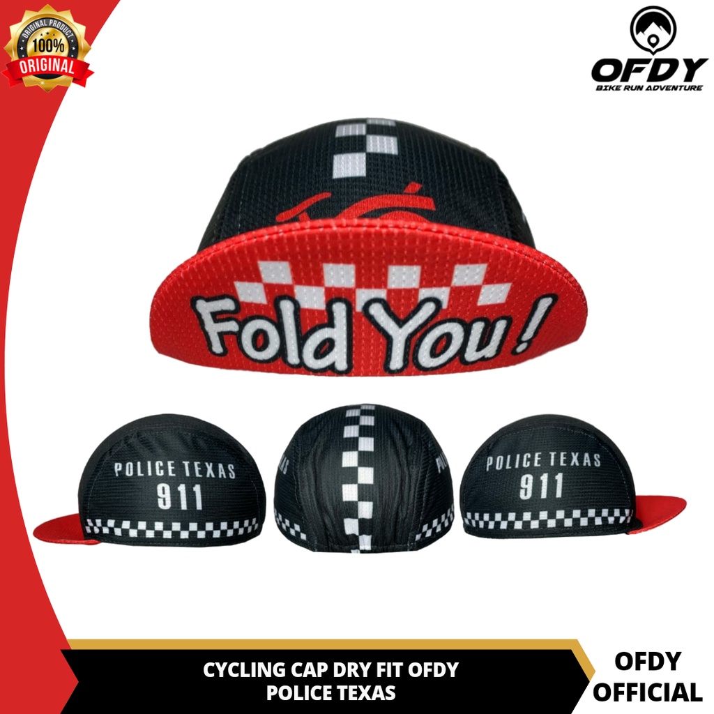 Ofdy Cycling Cap Topi Sepeda Pria dan Wanita Bahan Dry Fit Motif Police Texas Kualitas Premium Origi