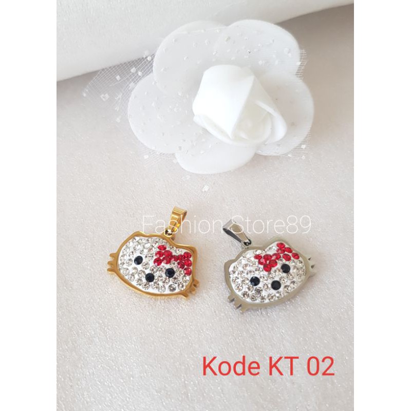 impor Ready Kalung Kitty Dewasa dan Anak titanium golg white Antikarat Anti Air Selamanya