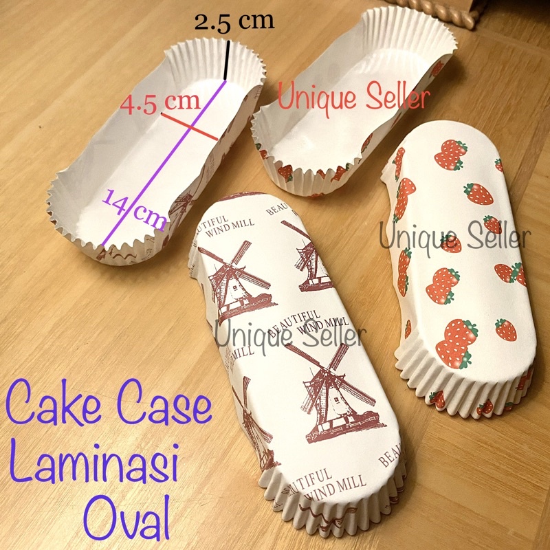 Cake Case Laminasi Oval Lonjong 14x4.5 cm Tahan Minyak isi 8-10 pcs / Paper Cup Case Laminasi Oval Lonjong 14x4,5cm / Kertas Alas Kue Laminasi Oval Lonjong Windmill Strawberry / Paper Cup Case Laminating Oval Lonjong Kincir Strawberi 14x4.5cm