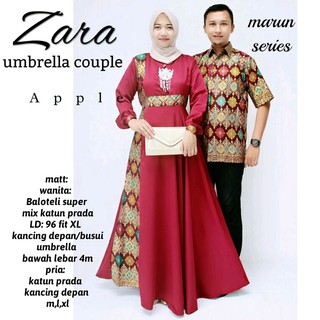  Sarimbit  Batik Elegant Couple  Gamis Zara Warna  Merah 