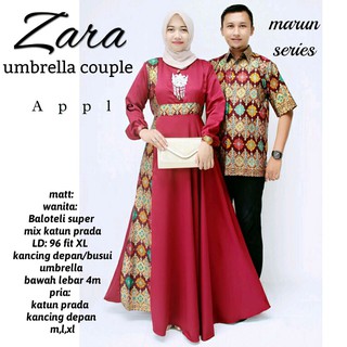 Sarimbit Batik Elegant Couple Gamis Zara Warna Merah 