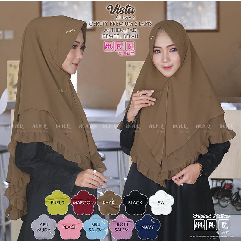 VISTA KHIMAR CERUTI PREMIUM 2 LAYER REMPE BELAH BY MNV