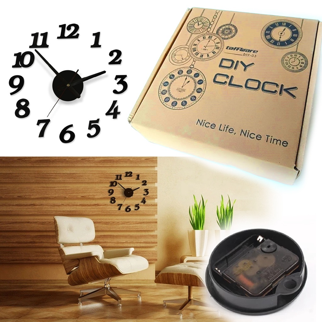 Jam Dinding DIY Dekorasi Rumah Kantor Quartz Wall Clock 30-50cm DIY-03