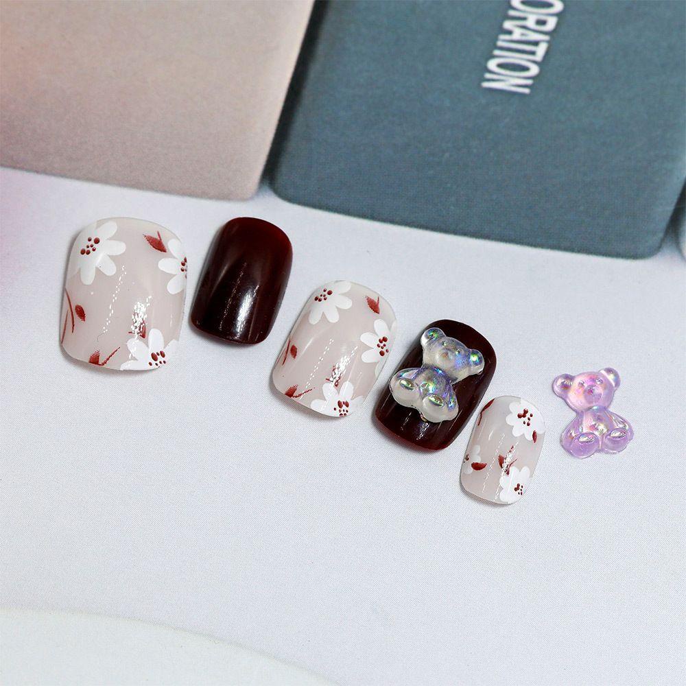 AUGUSTINA Agustinina Dekorasi Kuku Bercahaya Flatback Warna Campur Glitter Kawaii Nail Art Ornamen Kristal DIY Manicure Aksesoris