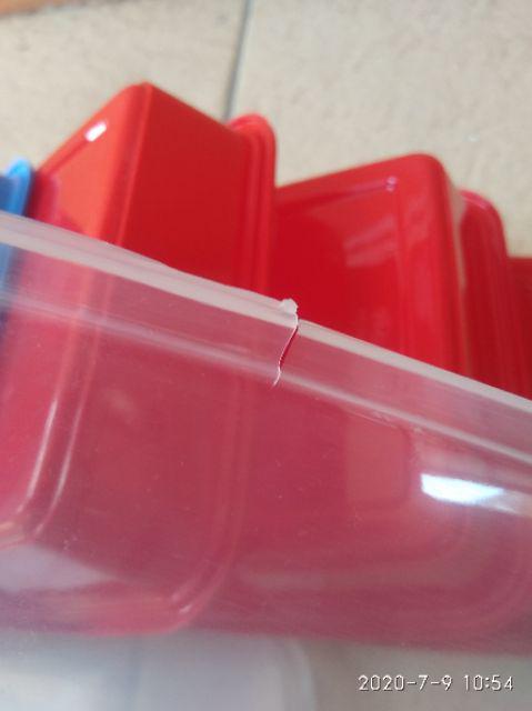 Kotak Makan Plastik Sekat 3+1 Warna Warni Dgn Tutup/ Box Bento Sekat