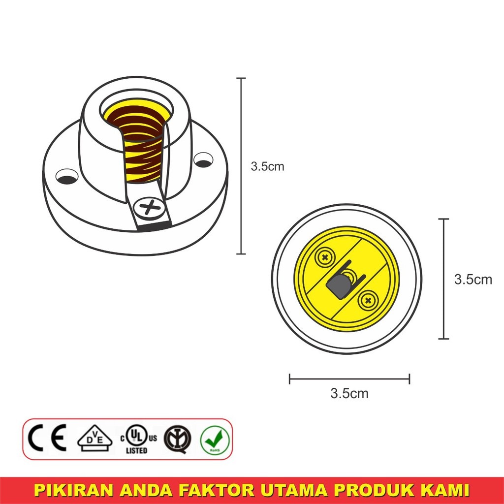 Fitting Lampu E14 E12 Keramik Porcelain Fiting Plafon E 14 E 12 Tahan Panas