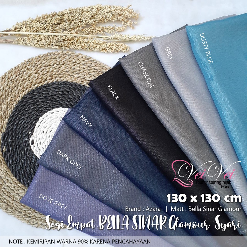 HIJAB AZARA SEGIEMPAT BELLA SINAR LASER CUT SYARI GLOWING 130 X130