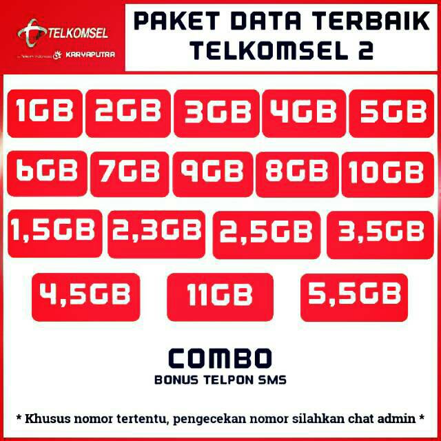 PAKET DATA TELKOMSEL SAKTI COMBO 1GB 2GB 3GB 3,5GB 4GB 4,5GB 5GB 6GB 7GB 8GB 9GB 11GB SPESIAL