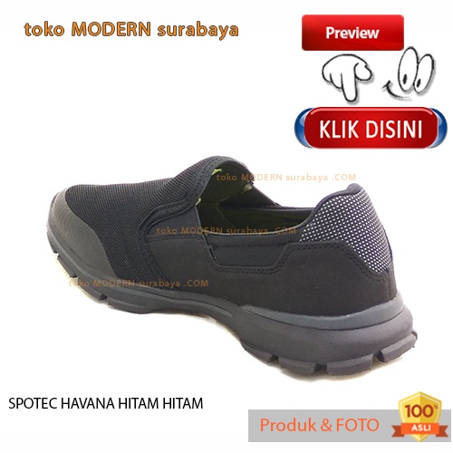 UKURAN JUMBO sepatu pria sepatu casual slip on SPOTEC HAVANA HITAM HITAM