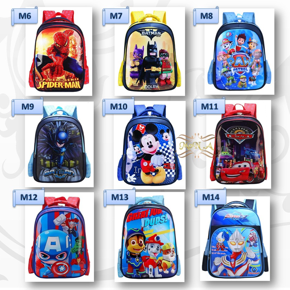 Tas Ransel Anak sekolah Backpack karakter cewek dan cowok R910 -M0168