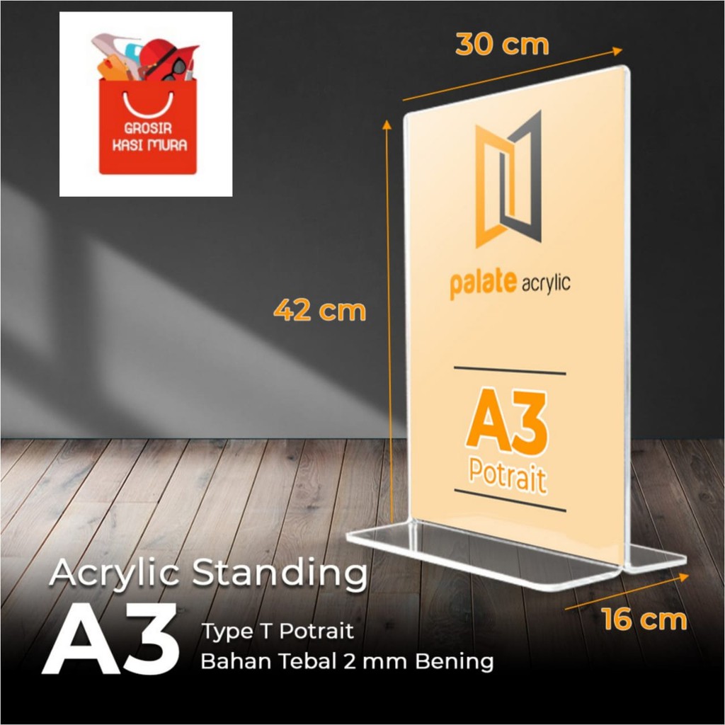 

acrylic tent holder / akrilik tent card A3 tempat brosur Meja / A3 T POTRAIT