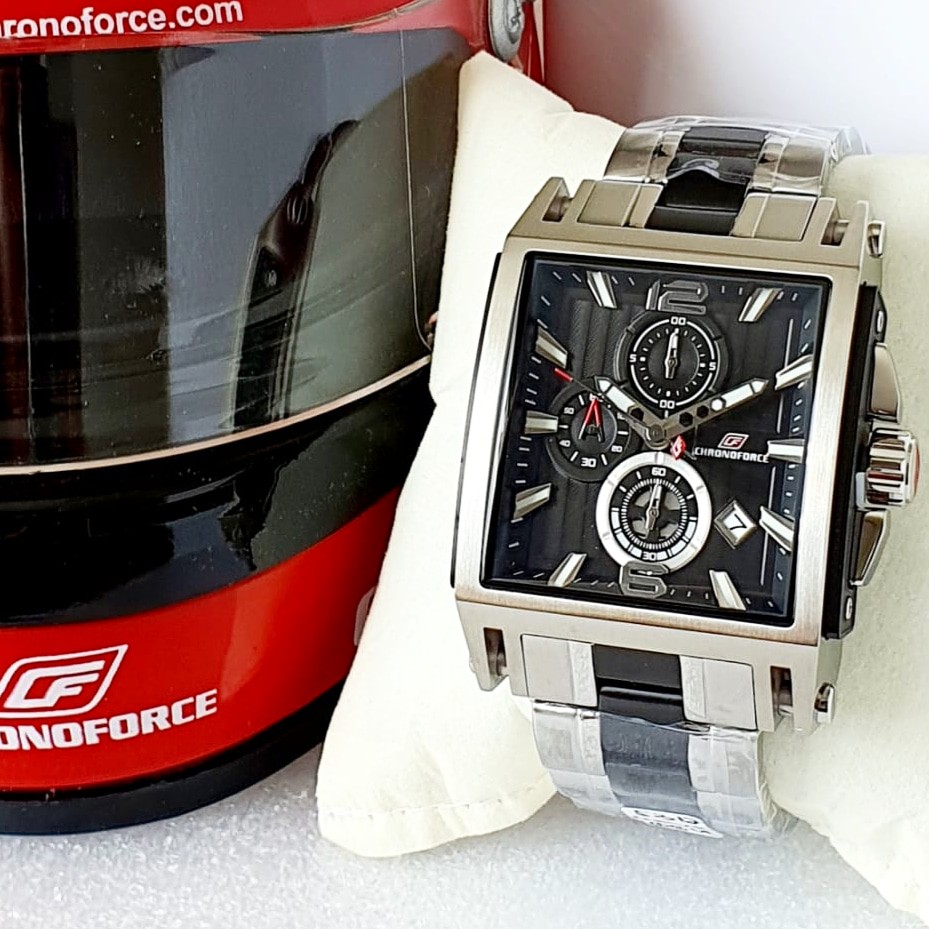 Jam Tangan Pria Chronoforce Original C5312M Stainless Steel Silver Hitam