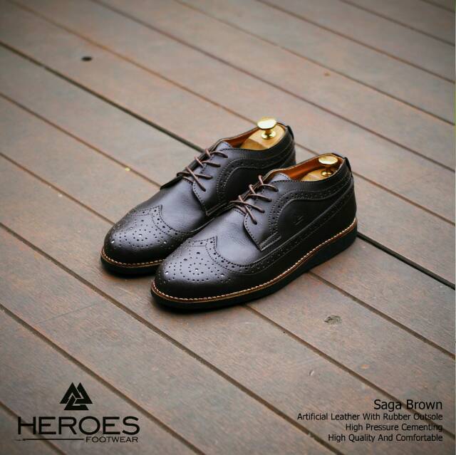 SAGA BLACK | FORIND x Heroes | Sepatu Pantofel Santai Kasual Kerja Kuliah