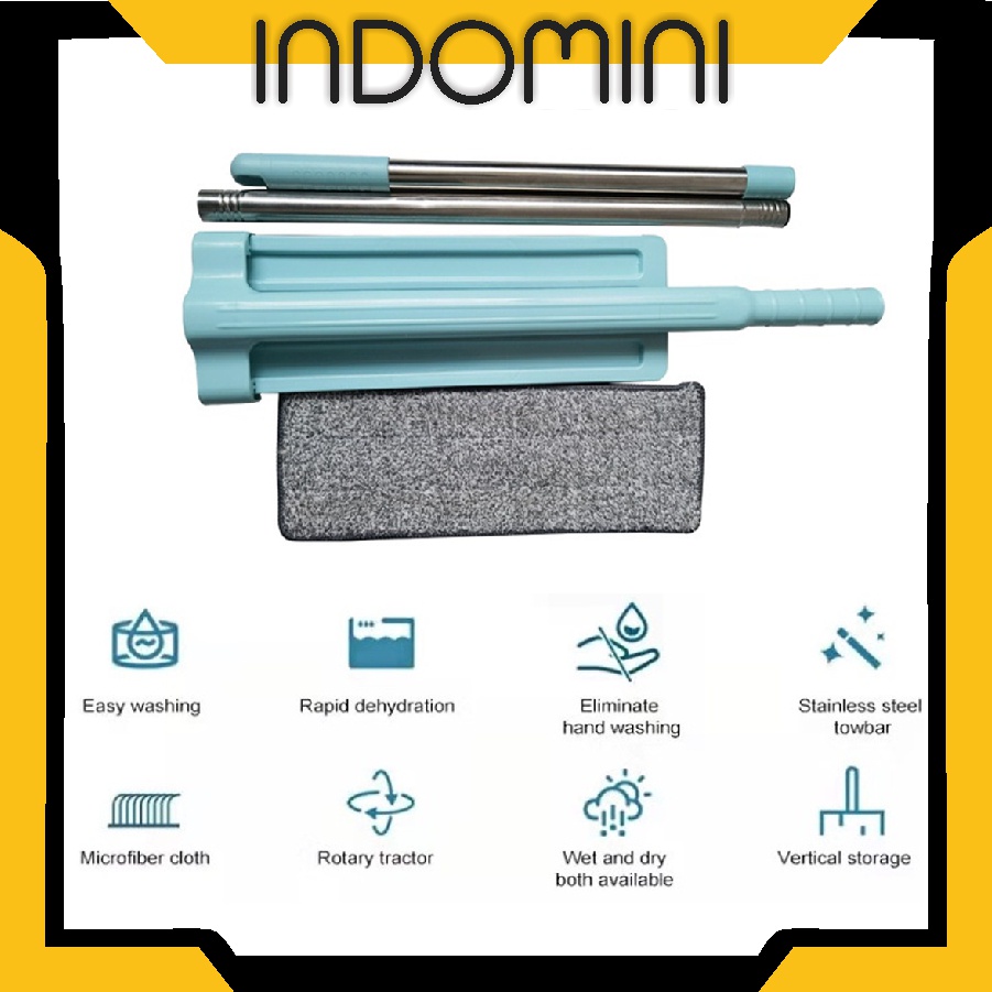 INDOMINI Alat Pel Lantai Tarik Microfiber Ultra Mop / Lap Pel / Alat Pel Praktis / Mop Foldable Alat Pel Lantai Dapat Diputar R833