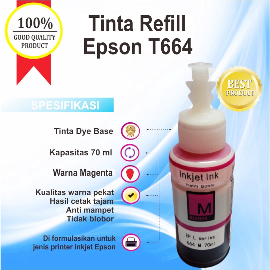 Tinta Refill Premium Ink 664 Pengganti T664 For Printer Epson L555 L565 L110 L120