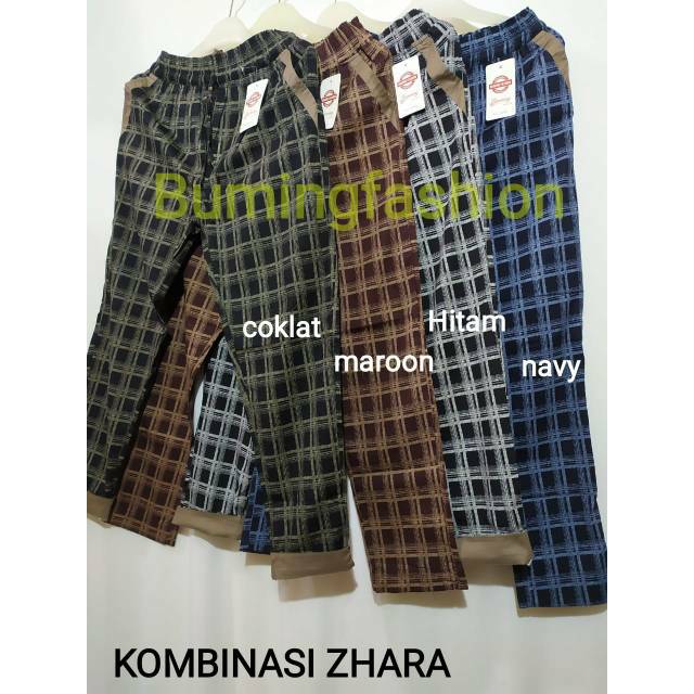  Baggy  pants  celana  panjang wanita kekinian motif kotak  