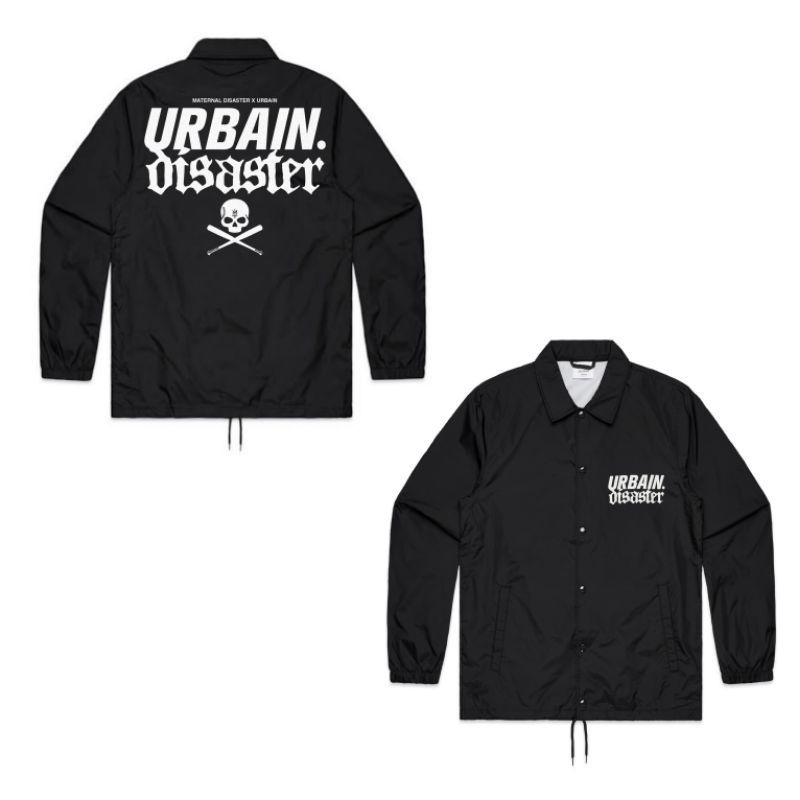 COACH JAKET MATERNAL DISASTER X URBAIN | JAKET MATERNAL | WINDBREAKER JAKET DISTRO BRAND HITAM | win