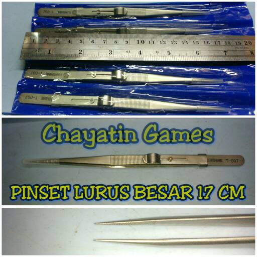 PINSET TAJAM LURUS BESAR + PENAHAN JEPITAN (HOLDER) (17 CM)