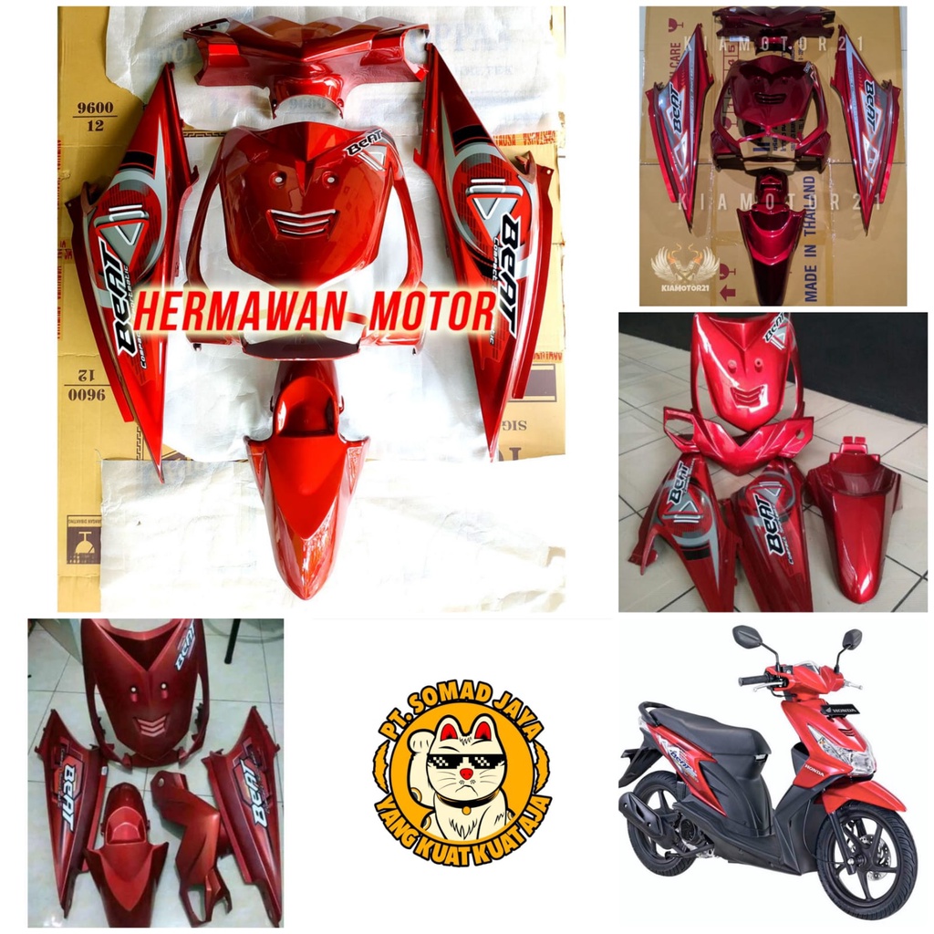 Jual Full Cover Body Halus Honda Beat Karbu Warna Merah Tahun